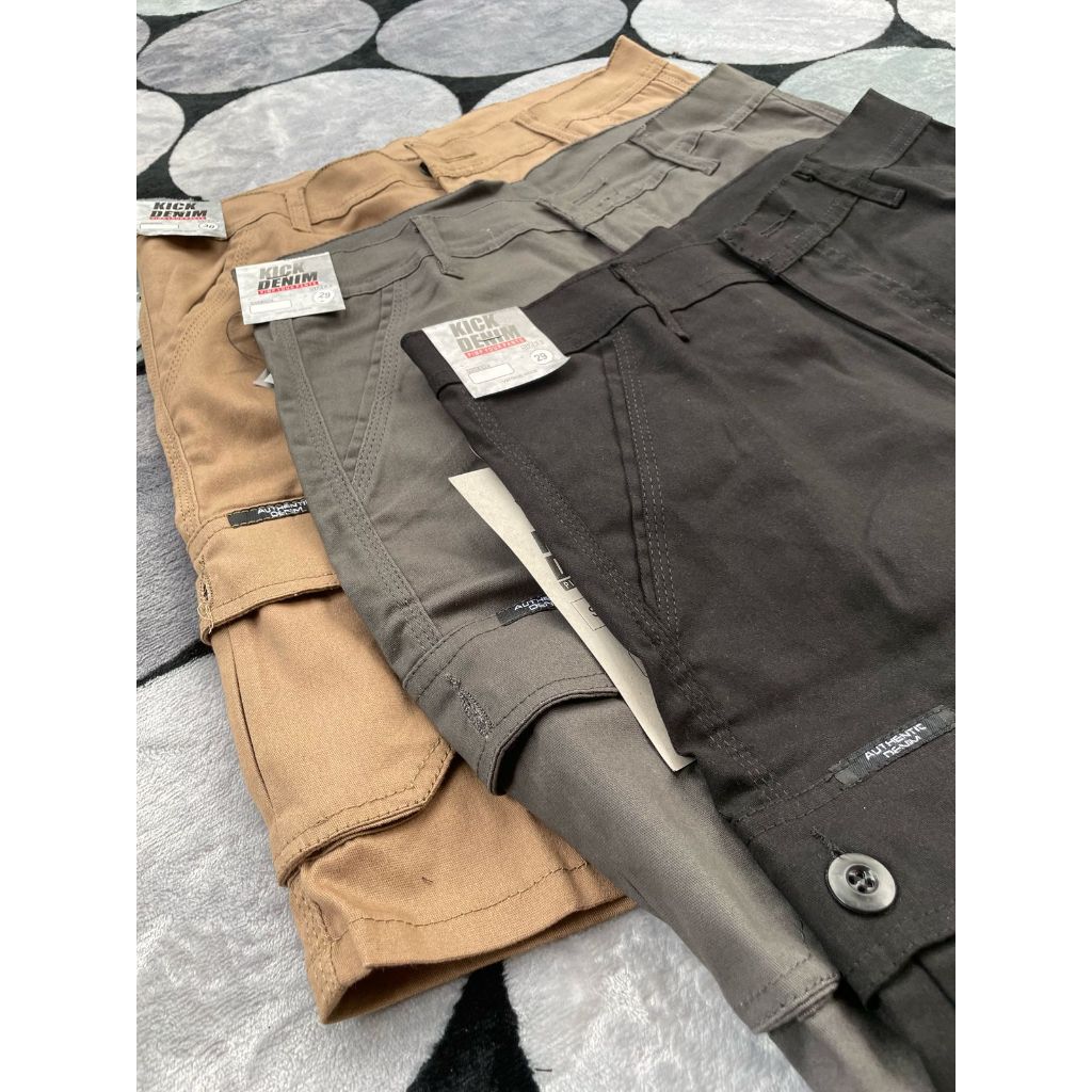 Celana Cargo Pendek Pria Premium Kick Denim - Nyaman Outdoor / Santai