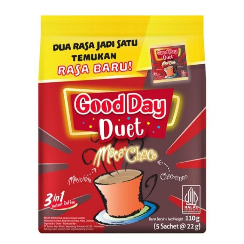 KOPI GOOD DAY DUET ISI 5 PCS TERSEDIA 2 VARIAN KOPI GOOD DAY DUET 22 GR