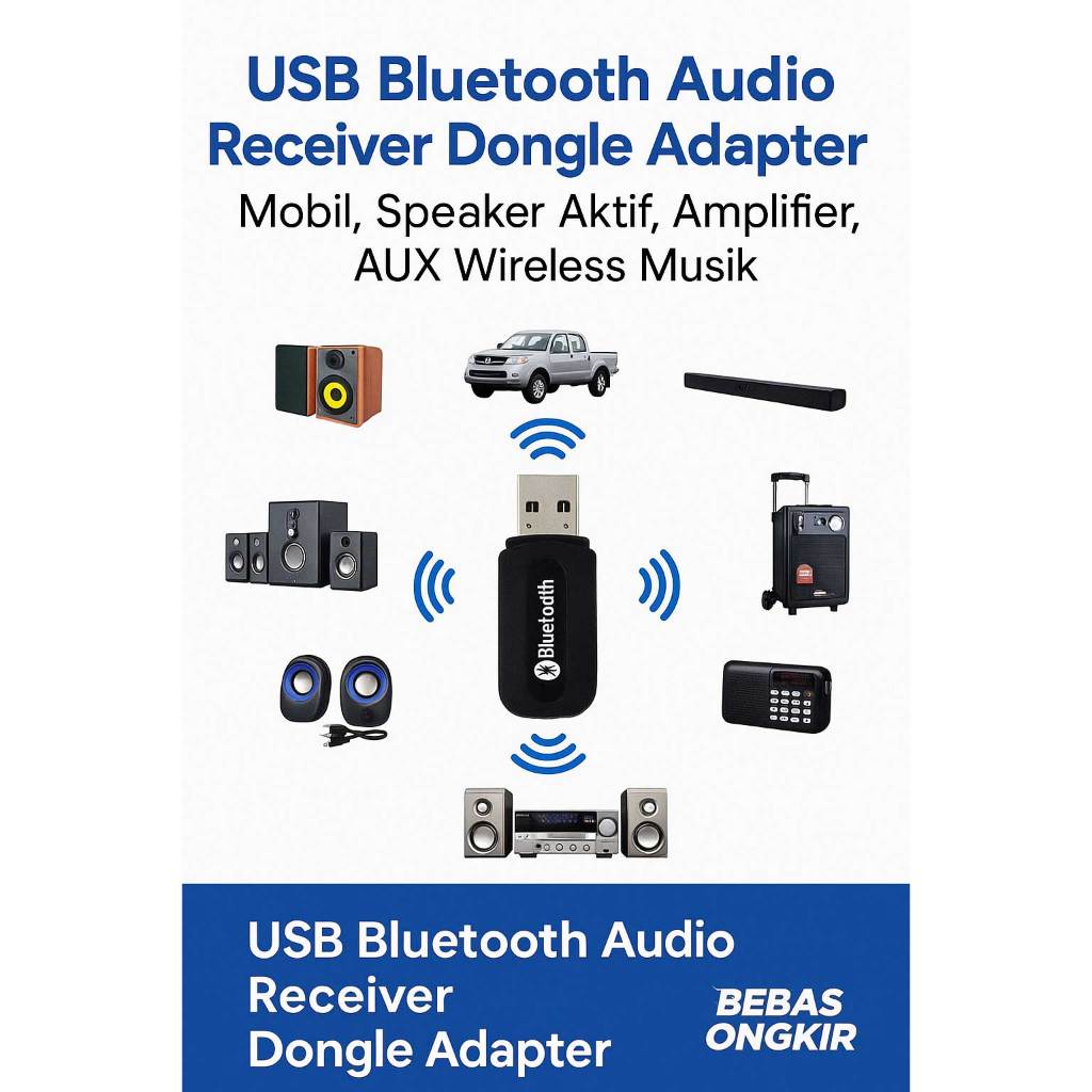 Cara Pasang USB Bluetooth Audio Receiver Dongle Adapter untuk Mobil
