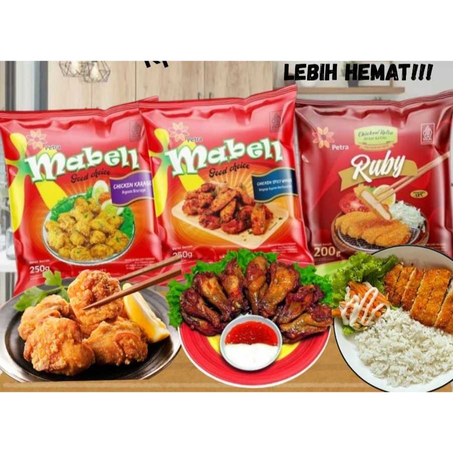 

PAKET HEMAT(3 PCS)MABELL CHICKEN KARAGE 250G + MABELL SPICY WINGS 250G + RUBY KATSU 200G