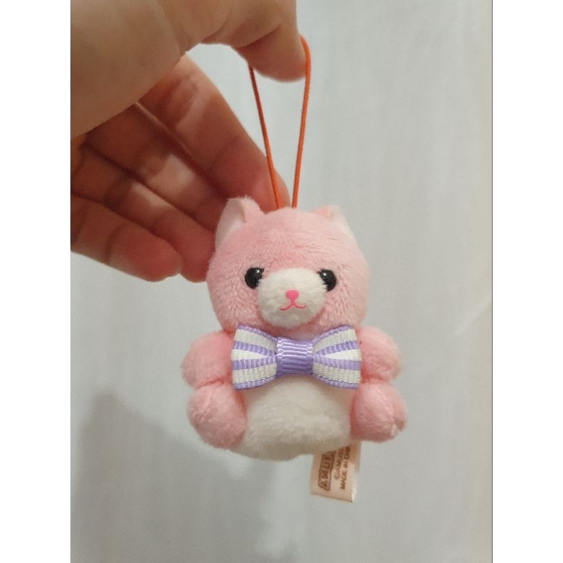 Amuse Keychain Phone Strap Kucing Pink Pita Ungu Upil Bulir