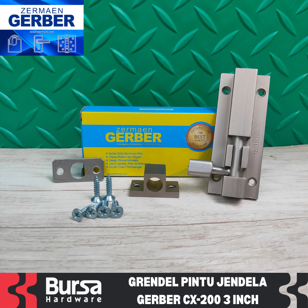 Grendel Slot Kunci Pintu Jendela Gerber CX 200 MSN 3 Inch Solid aluminium