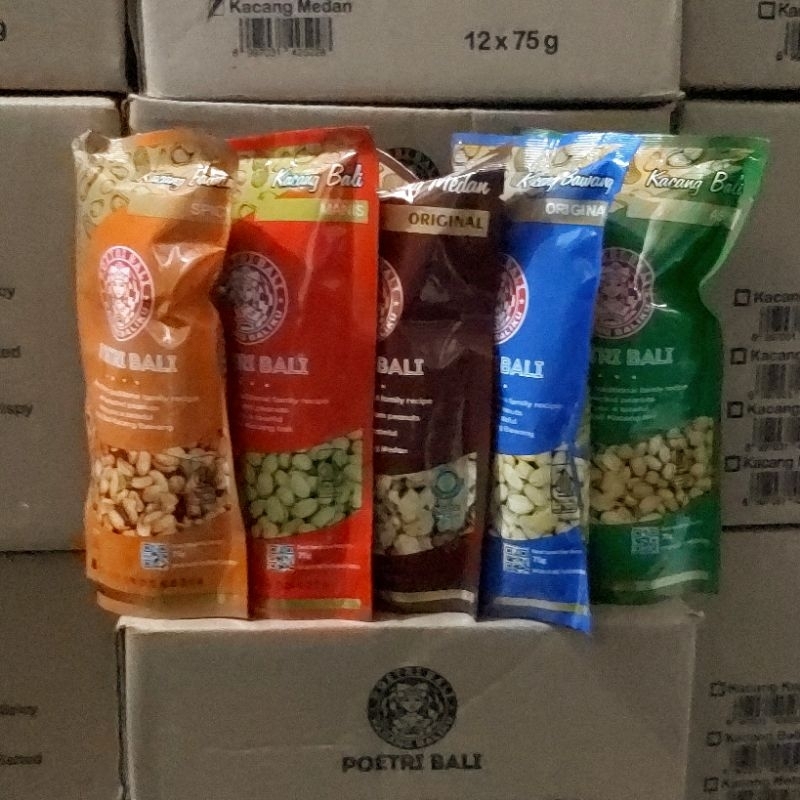 

Kacang Poetri Bali Sekarton 12 pack Grosir 75gr Kacang Kapri Oven Baliku