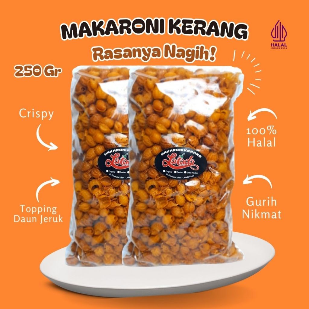 

LALADA - Makaroni Kerang Kemasan 250Gram Cemilan Renyah Gurih