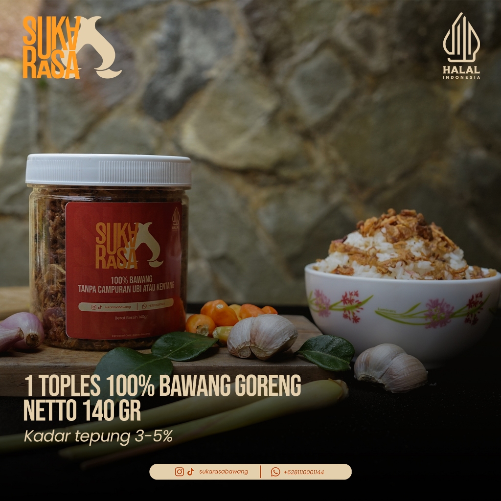 

Bawang Goreng Premium Grade A Tanpa Campuran Suka Rasa 140gr 1 Toples