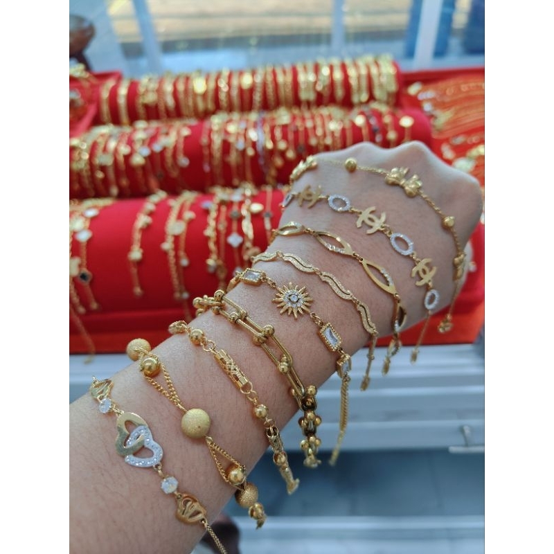 Gelang rantai titanium model emas