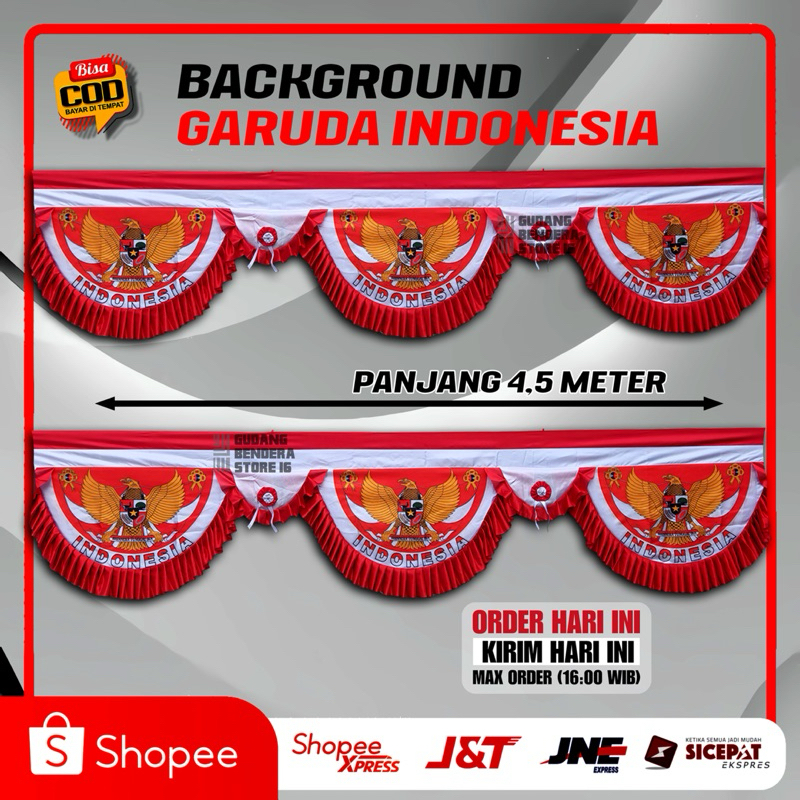 BENDERA BACKGROUND GARUDA INDONESIA 5 GELOMBANG PANJANG -+4,5M