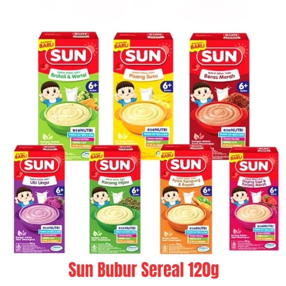 SUN Bubur Bayi 6 Bulan Sereal Susu MPASI Instan 120g Box - Makanan Bayi