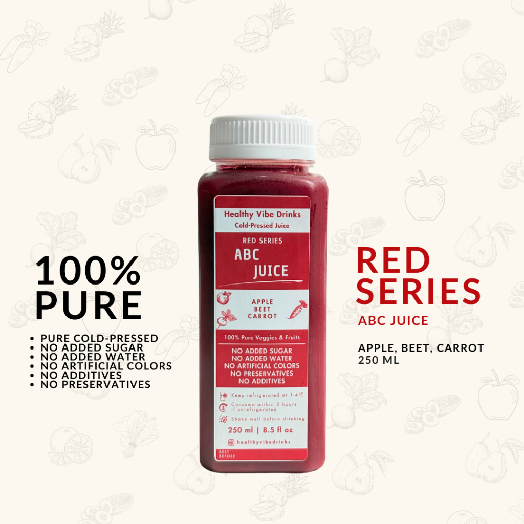 

Cold Pressed Juice - RED SERIES ABC JUICE - Jus Apel Bit Wortel - 250ML (100% Pure)