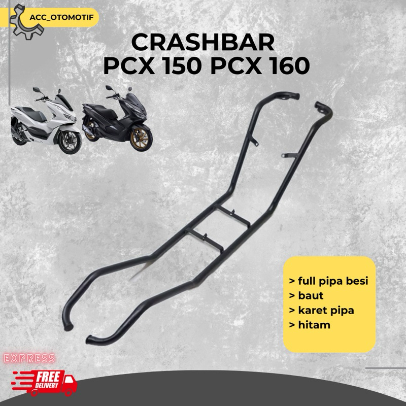 New Crashbar Tubular PCX 150 PCX 160 Plus Breket Dudukan Lampu Tembak Presisi Awet Kuat