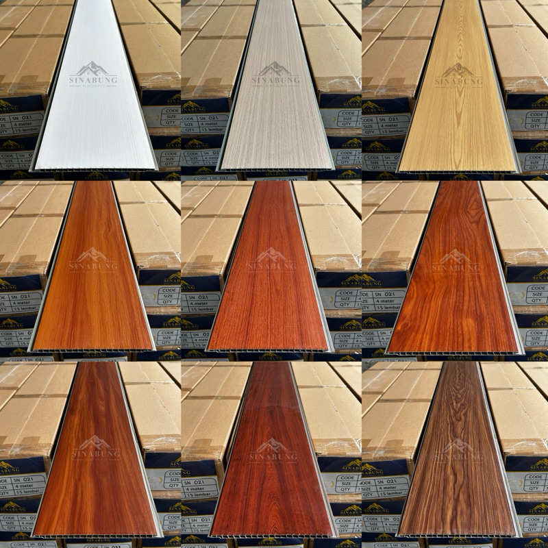 SINABUNG PLAFON PVC DOFF (KOTA MEDAN) - GROSIR ( LAMINATE / MOTIF KAYU / 4 METER )