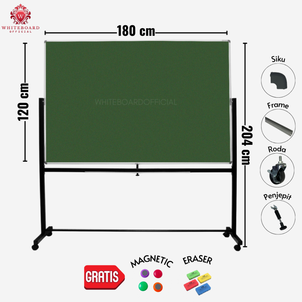 

SAKANA Papan Tulis Greenboard Magnet 120x180cm Standing / Chalkboard / Papan Board / Papan Cafe