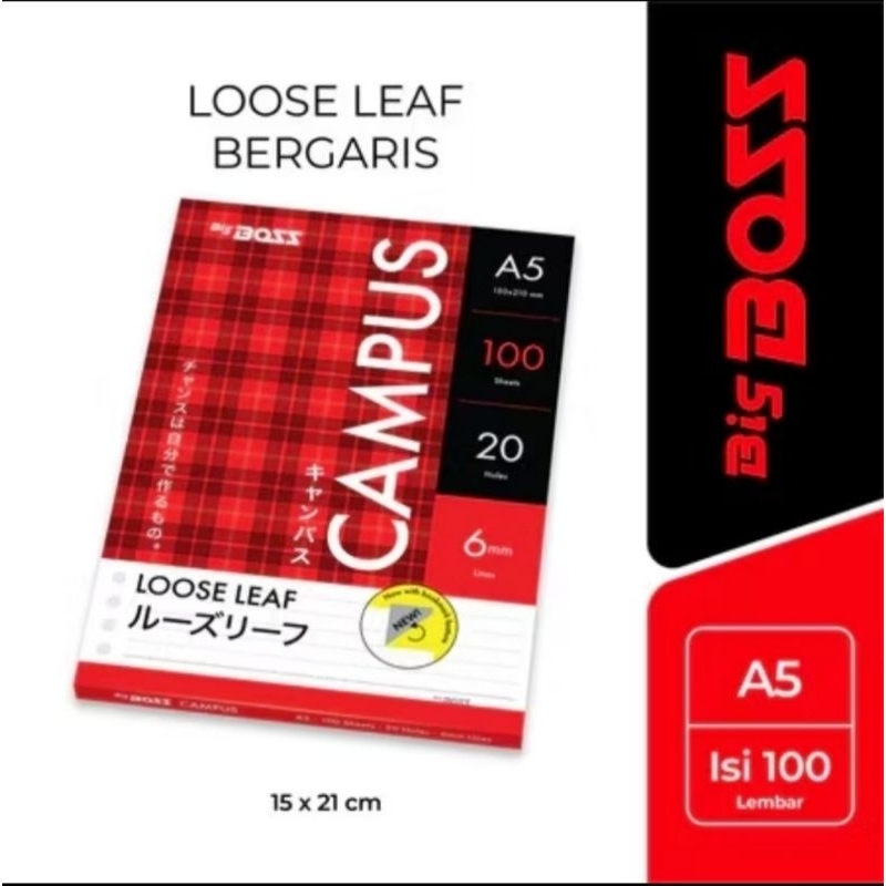 

Kertas Loose Leaf Big Boss Bergaris A5 100 lembar