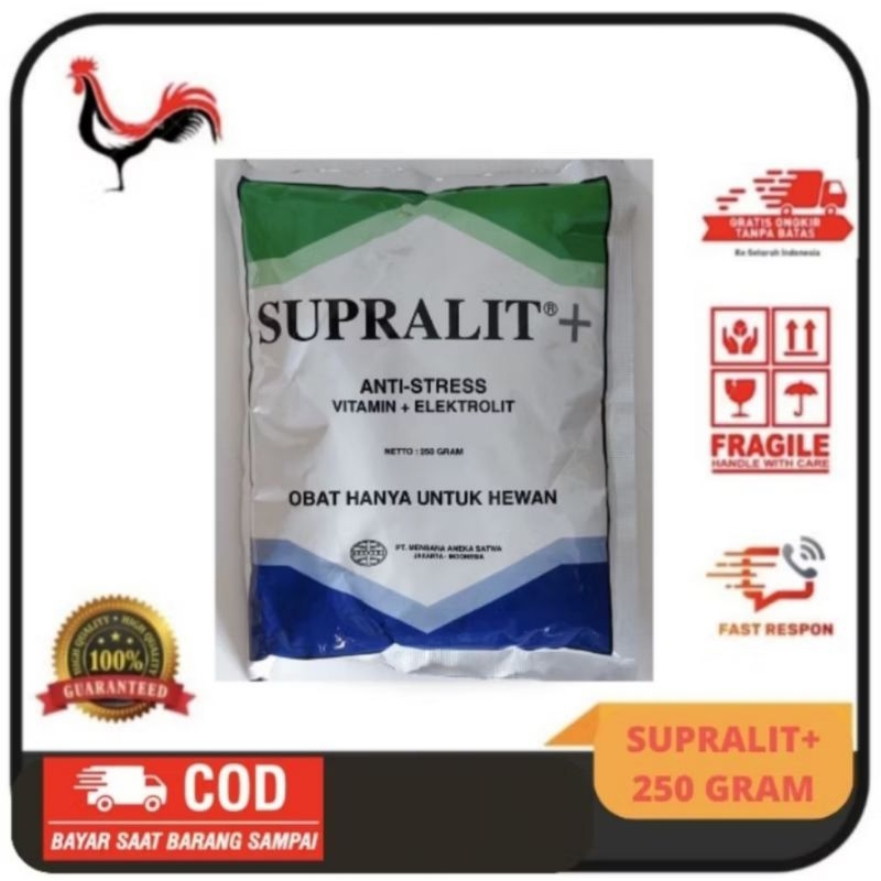 SUPRALIT PLUS 250 gram Vitamin Elektrolit Anti Stress Pada Ayam Petelur Pedaging Broiler Petelur Kam