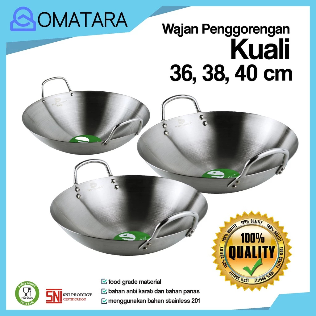 wajan stainless steel gagang kayu /kuali gagang stainless/wajan nasgor stainless gagang kayu/wajan s
