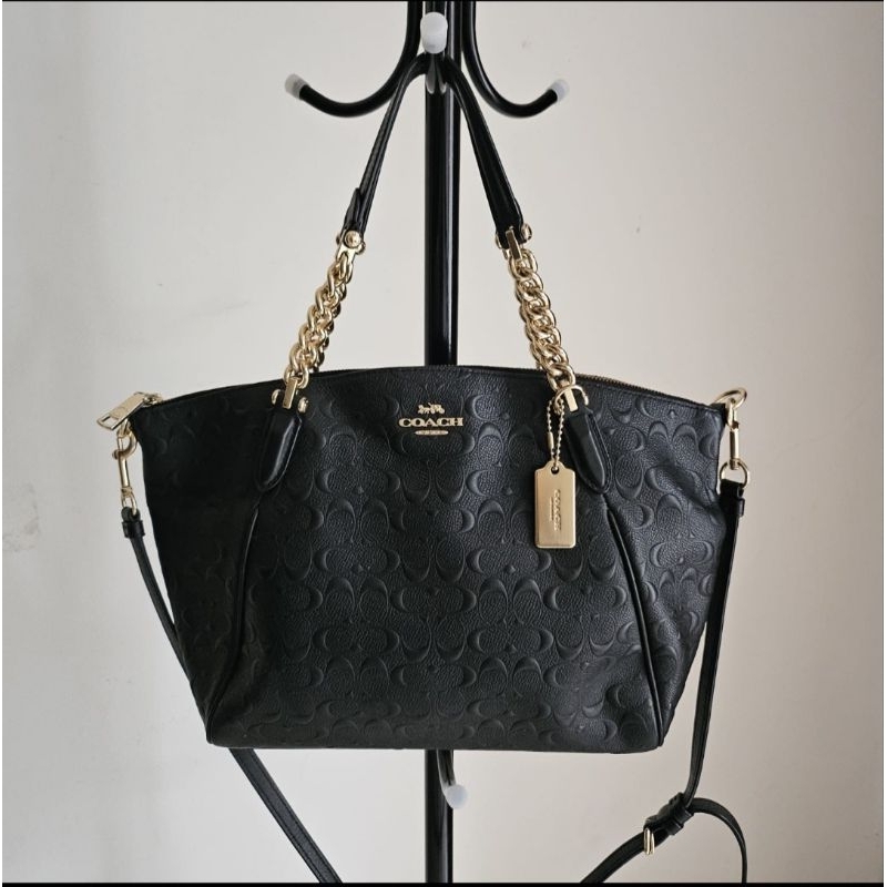 preloved tas Coach small kelsey chain black ORI1000% jamin uang kembali , likeNEW 95% mulus size36x2