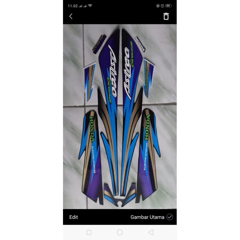 stiker striping honda grand 97 biru