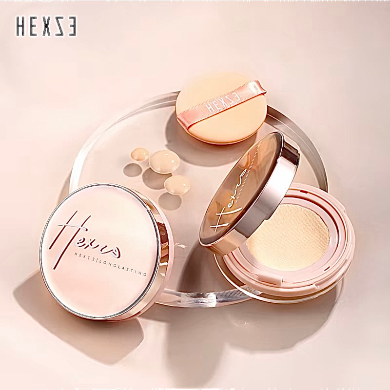 [Ready Stock] HEXZE - Cushion Tahan Lama 24 Jam melembabkan secara alami, mencerahkan, menutupi, mel