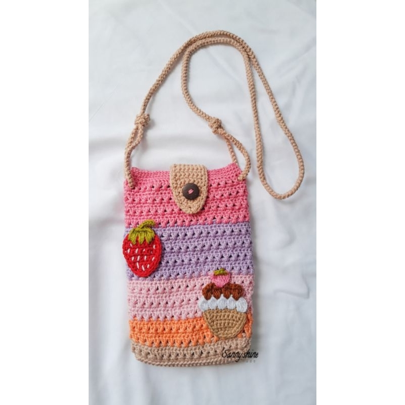 Tas rajut hp tas selempang mini crochetbag