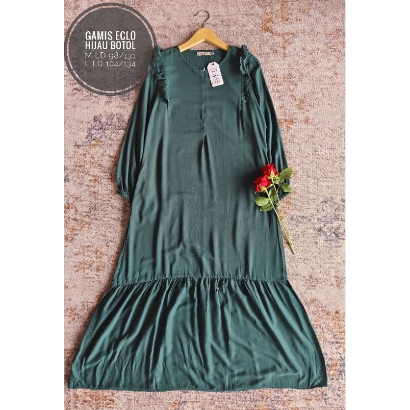 Gamis Eclo Wanita Panjang Resleting Busui Katun