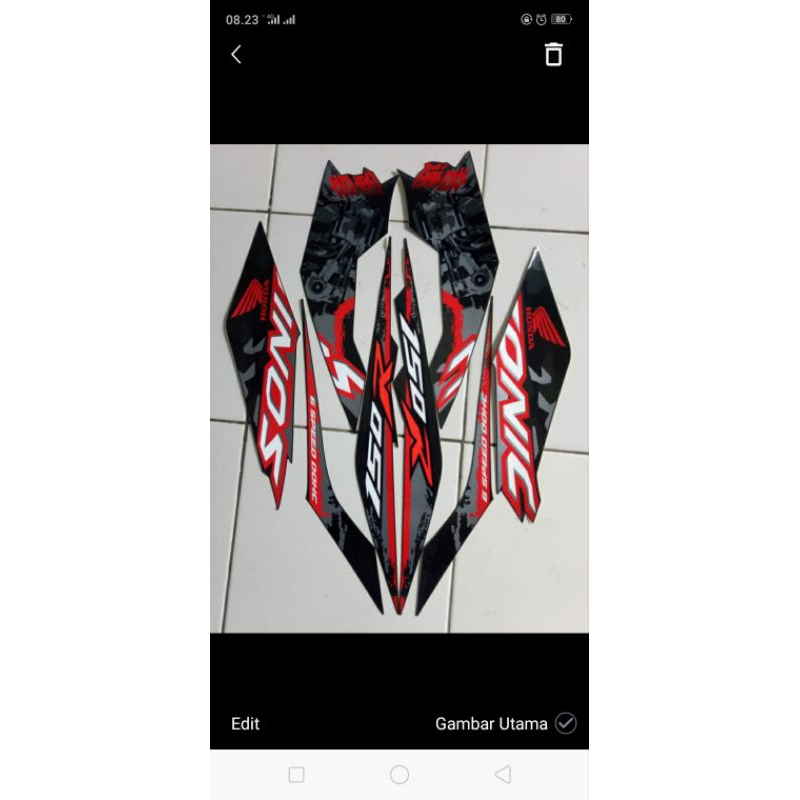 stiker striping honda sonic 150R 2019 hitam merah
