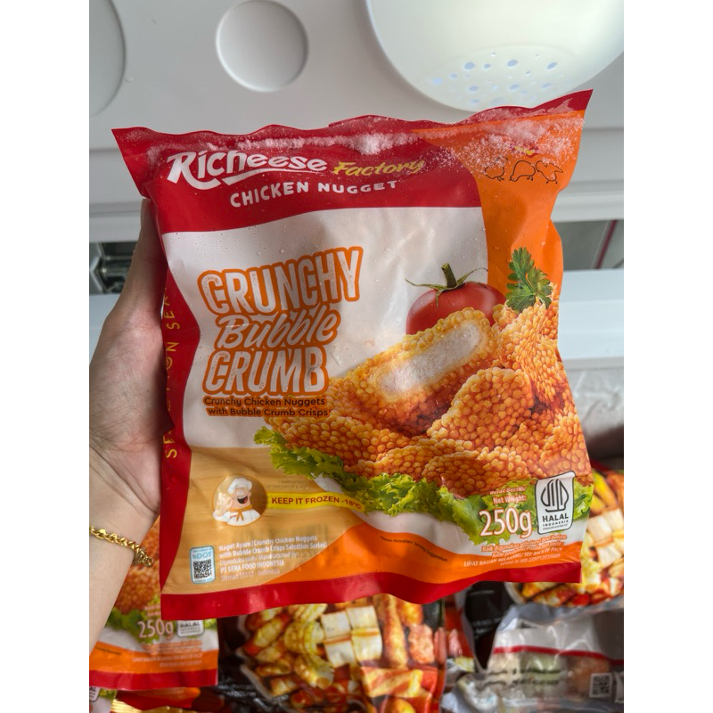 

Nugget Richeese chiken nuget crispy 250 gr bubble crumb EL Beryl frozen banjarmasin