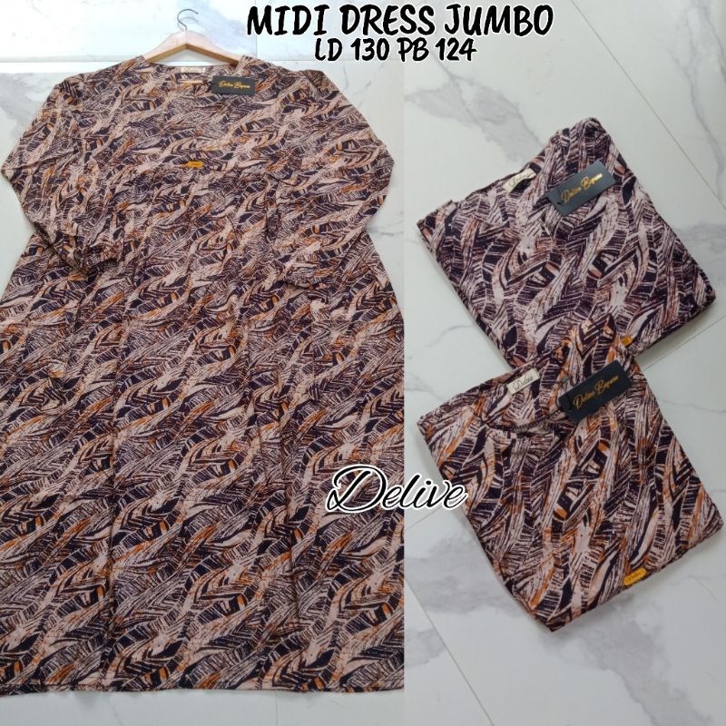 Midi Dress Rayon//Midi dress motif bunga jumbo//Midi dress motif standar dan jumbo//homey dress rayo