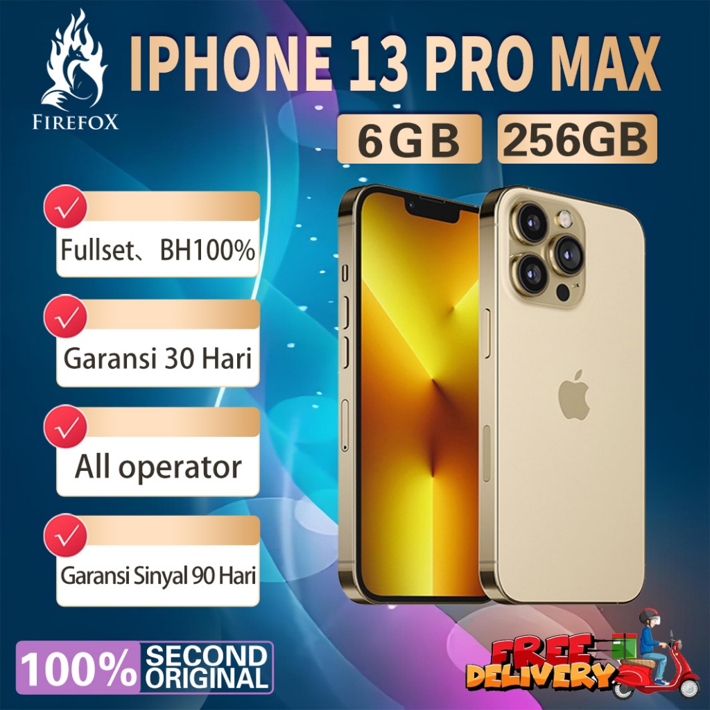 iPhone 13Pro Max 256GB Second BEKAS ORIGINAL100% INTER 6.7"OLED-Ori FULLSET Mulus LikeNew Smartphone