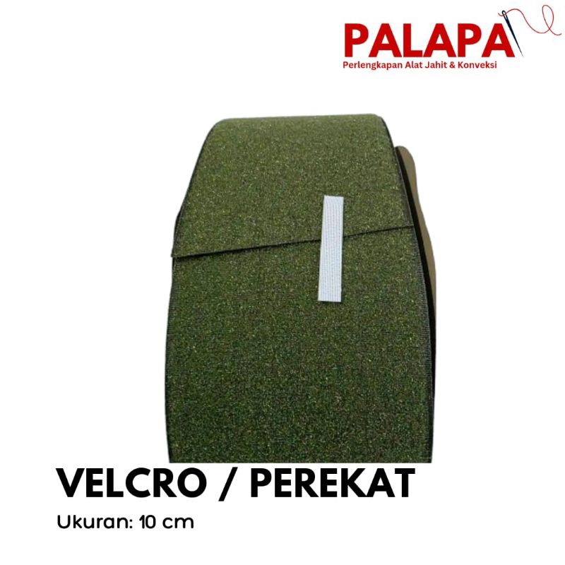 perekat velcro 10cm warna hijau army Halus 1 roll