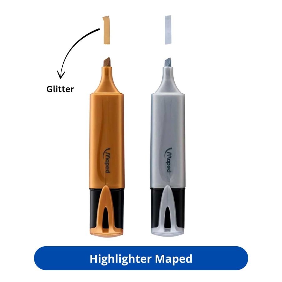 

Stabilo Maped Metal Silver dan Gold Glitter Highlighter Fluo Peps
