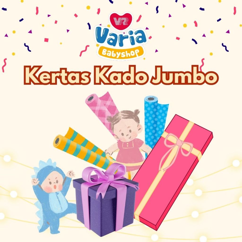 

KERTAS KADO JUMBO / KERTAS KADO BAYI / KERTAS KADO UKURAN BESAR | SANSAN & WAWA