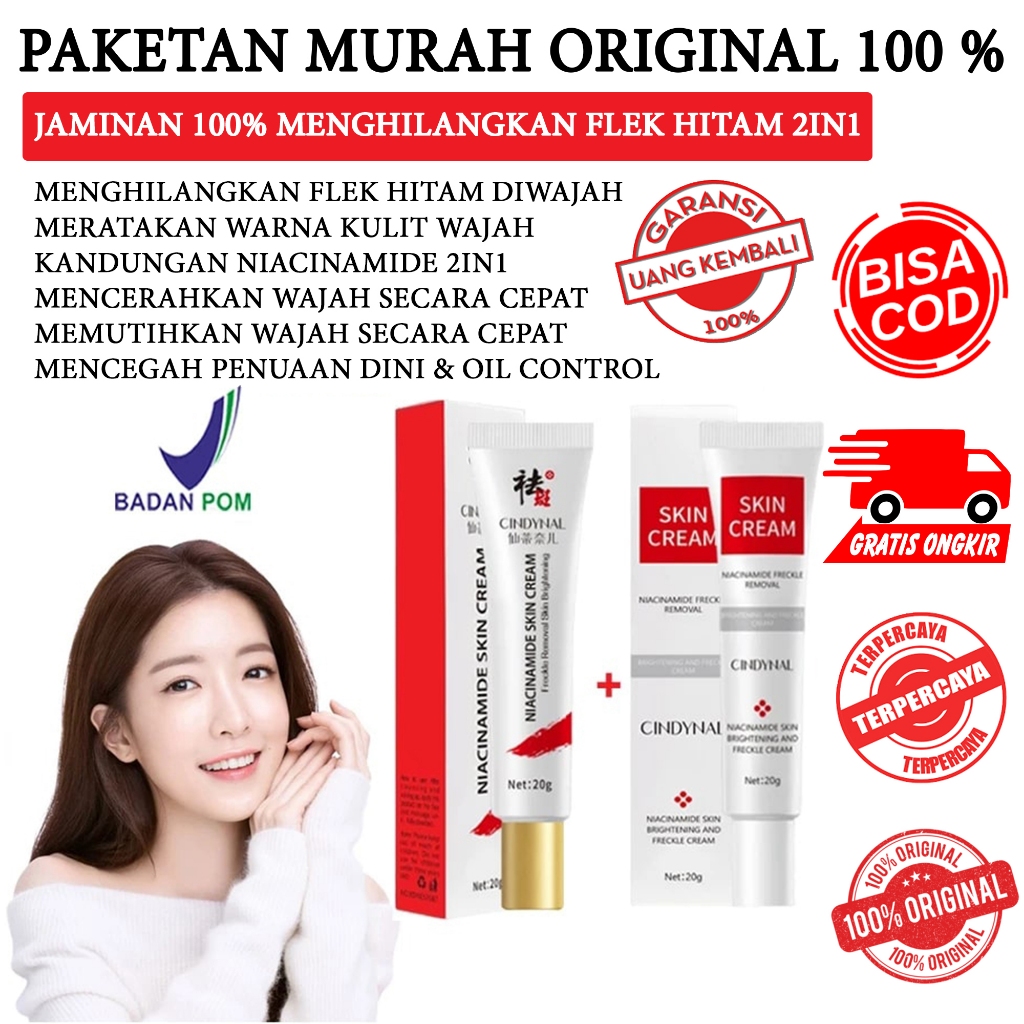 [ PAKET HEMAT ]  Cindynal Skin Cream Pemutih Wajah Menghilangkan Flek Hitam & Cindynal Salep Flek Hi