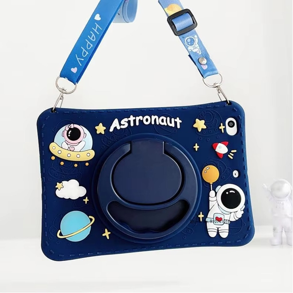 Case Samsung Tab A9/ A9+ Silikon Case Astronout Free Tali/ Silikon case anak Motif Astronaut