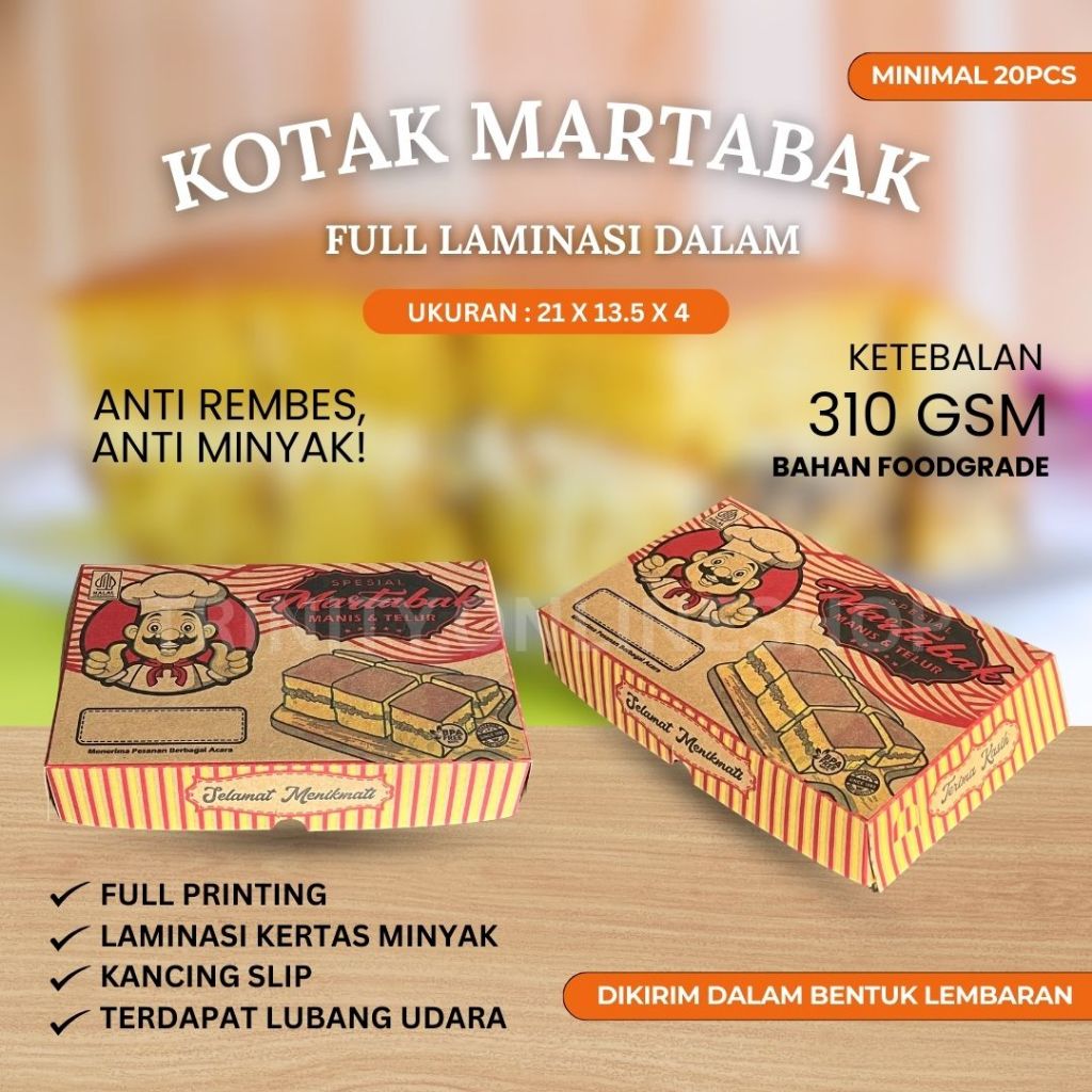 

Kotak Martabak Laminasi Dalam 21x13.5x4 | Kota Martabak Manis | Kotak Martabak Asin | Kotak Martabak Printing Biru Kuning | Kotak Martabak Premium | Kotak Martabak Kraft Printing | Kotak Martabak Kertas Minyak