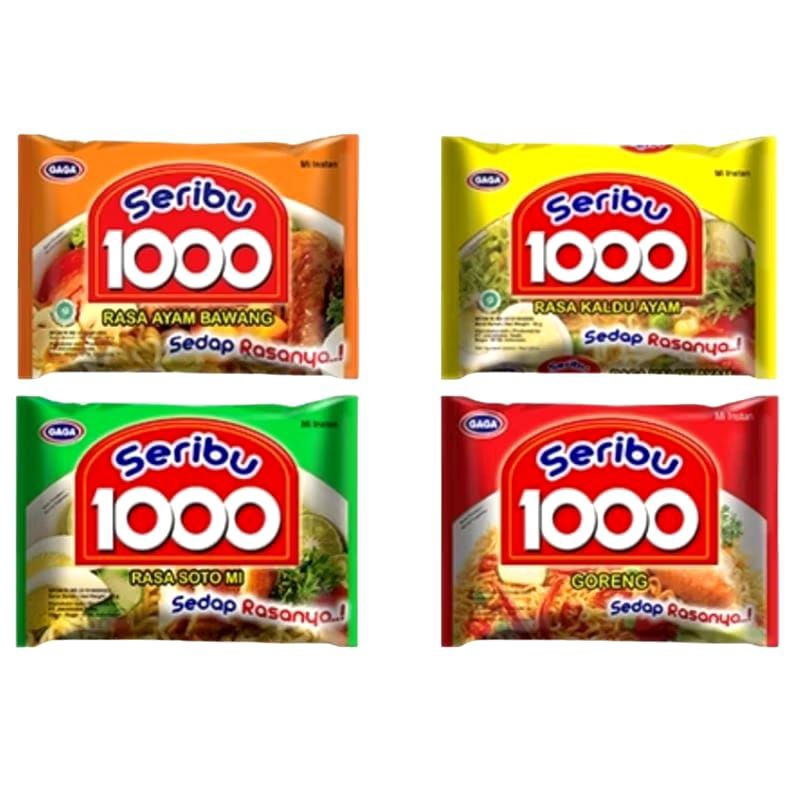 

GAGA Mie 1000, Seribu, Mie Instan Aneka Rasa Goreng Soto Mie Kaldu Ayam Ayam Bawang