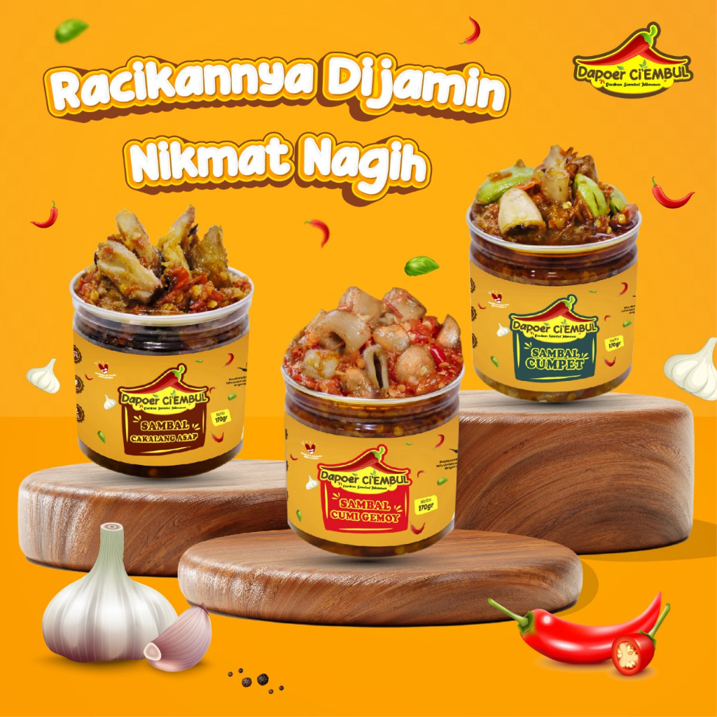 

(NEW) Sambal Cumi Gemoy / Cumi Pete / Cumi Hejo / Cumpet Hejo / Teri Nasi ( Medan ) / Cakalang Asap / Bawang / Balado / Terasi 170gram Dapoer Ci'Embul