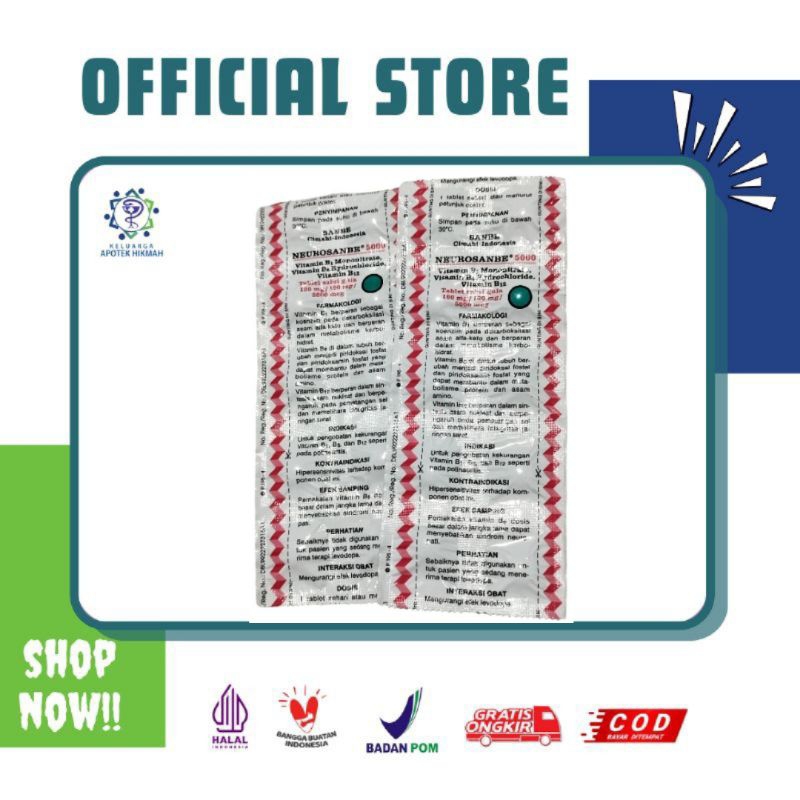 Neurosanbe 5000 mg tablet suplemen kesehatan multivitamin vitamin b1 b6 b12