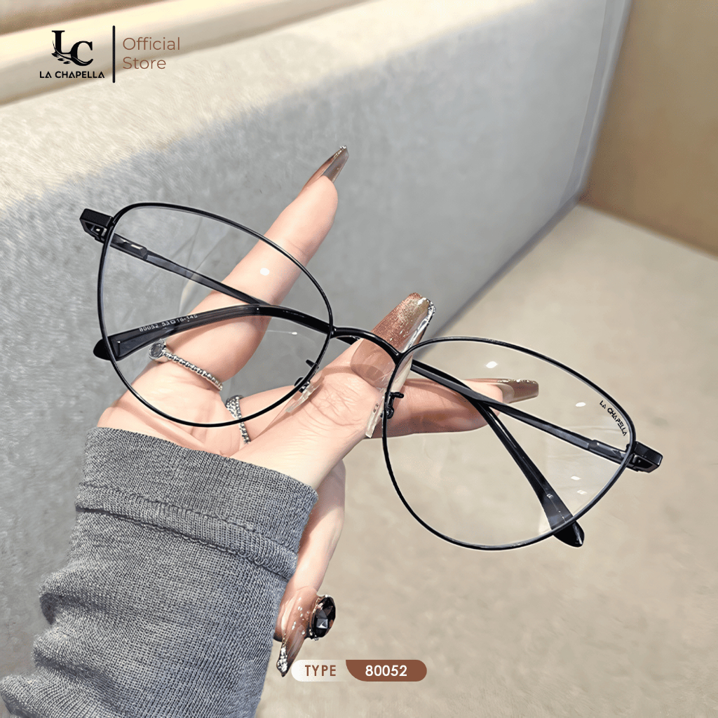LA CHAPELLA Kacamata Cat Eye Photocromic Minus Anti Radiasi Anti Blueray Wanita Bahan Metal Modern F