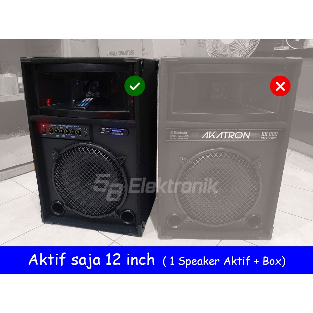 AKATRON 1 BOX SPEAKER AKTIF  atau PASIF 12 INCH INCHI SUBWOOFER BLUETOOTH