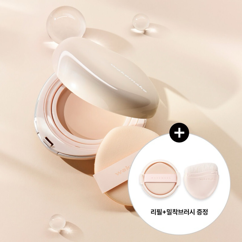 FREE REFILL+BRUSH‼️ Wakemake Wake Make Water Glow Coating Balm Face Cushion Foundation