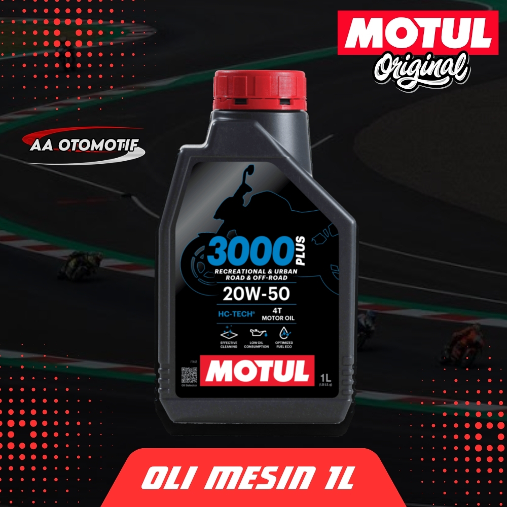 MOTUL 3000 PLUS 10W40 / 15W50 / 20W50 1L & 800ML OLI MOTOR MANUAL 4T ORIGINAL MOTUL