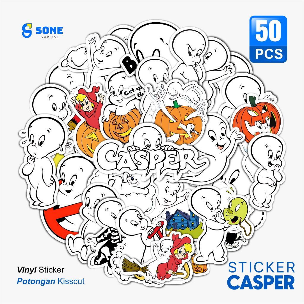 Sticker Pack CASPER / Stiker Kartun Animasi Paper Vinyl Deco Buku Jurnal Tumbler Laptop Aesthetic