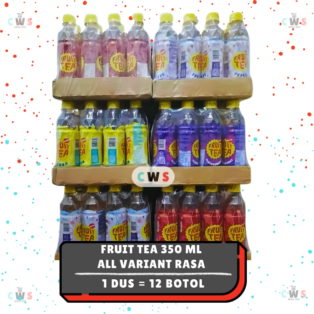FRUIT TEA Sosro Minuman Buah Rasa Blackcurrant Apel Lemon Stroberi Botol 350 ml - 1 Dus / 12 Pcs
