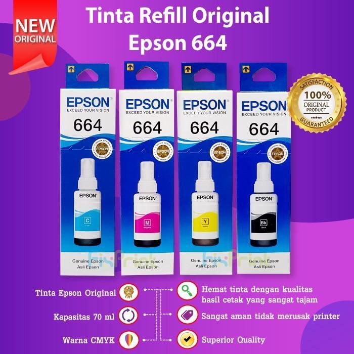 Tinta Printer Epson 664 L360 L220 L350 L120 L121 Original - Tinta Epson 664