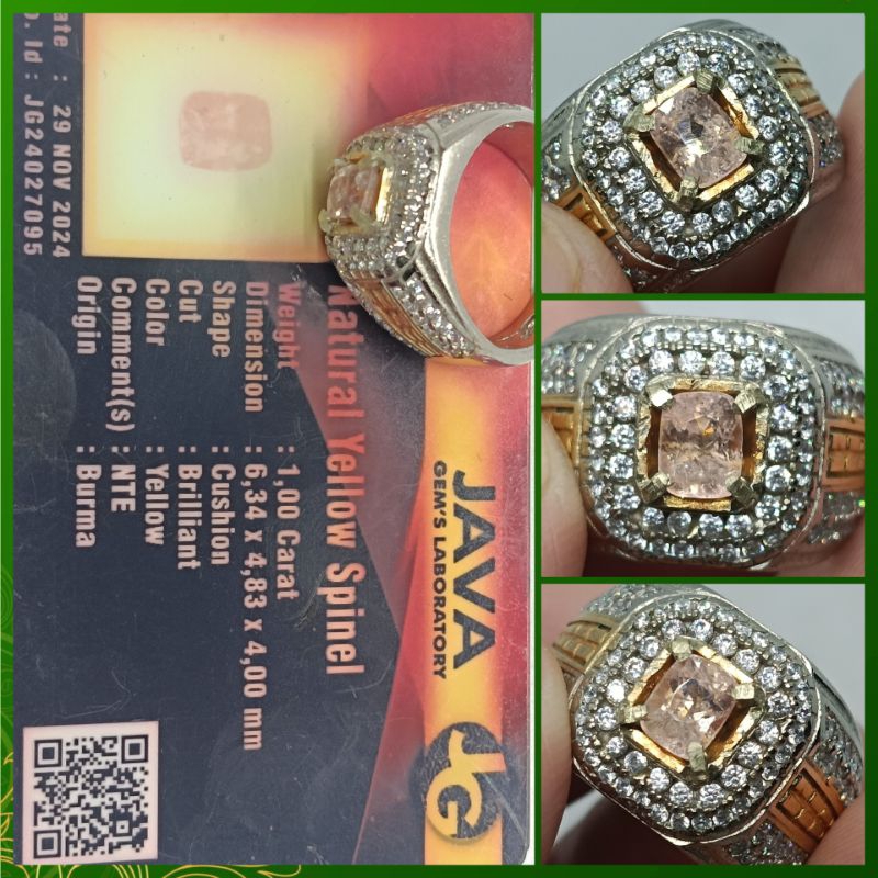 Natural Yellow Spinel Burma Top Kristal 1 ct memo GemLab