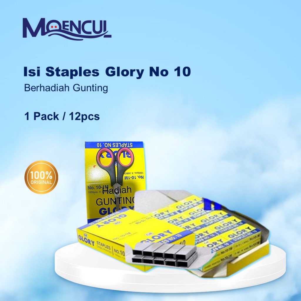 

1 Box isi 20 Kotak Kecil isi Staples Glory No 10 / Berhadiah Gunting / Stapler Glory No 10