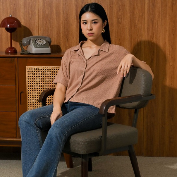 SUETERCLOTH - Nobu  knit top / collar shirt / knit premium / rib knit top / knitwear / blouse Knit
