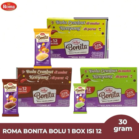 

[SR] ROMA BONITA BOLU ALL VARIANT COKELAT KEJU SUSU KELAPA // 1 BOX ISI 12 PCS