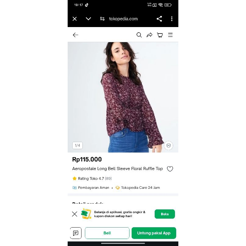 Aeropostale Flower Blouse Crop