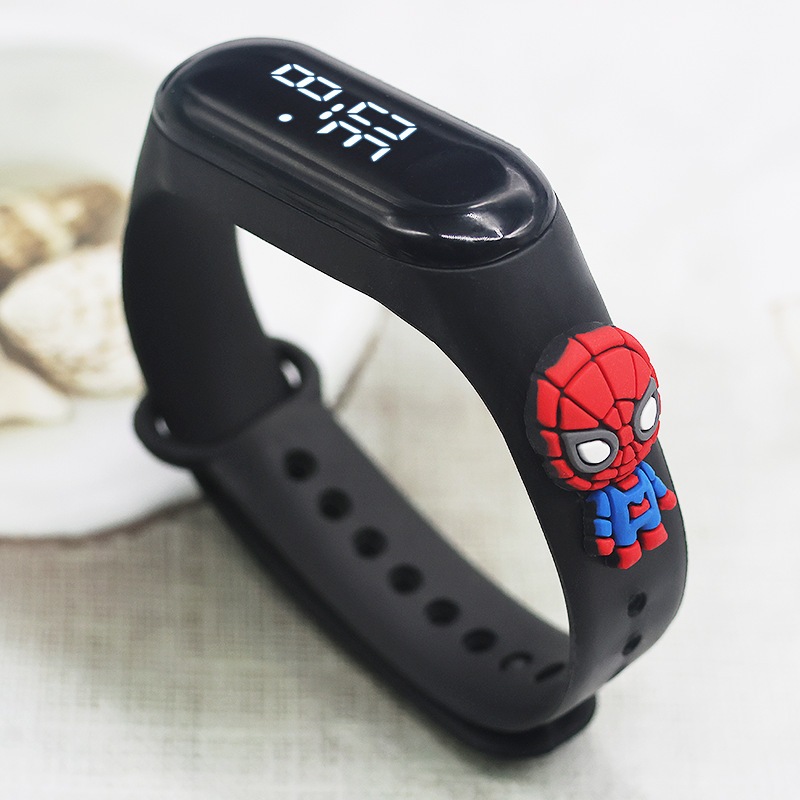 Cartoon Spiderman Jam Anak Cowok Karakter Jam Sentuh Layar Anti Air